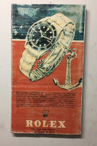Rolex Vintage 6538 submariner ad Art Distressed design for home decor 2