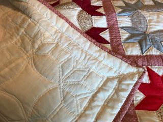 Vintage Quilt King Size Or Queen Size Hand Stitched & Sewn An Old Quality Piece 7