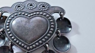 G270 Vintage Kalevala Koru Saame Inspired Heart design Salt Ornament Brooch 925 2