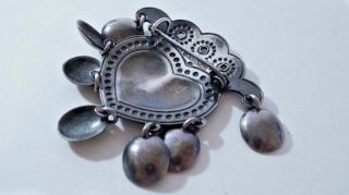 G270 Vintage Kalevala Koru Saame Inspired Heart design Salt Ornament Brooch 925 5