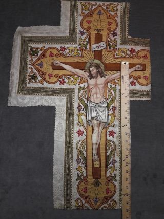 Jesus Christ Benziger Brothers Chasuble Emblem Hand Made Applique 1930 Rare