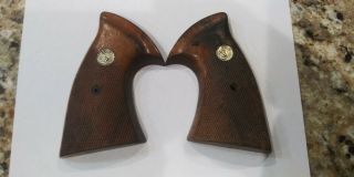 Vintage Colt Python Wood Pistol Grips Factory Diamond Cut Pattern