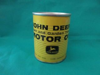 Vintage John Deere Metal Can Motor Oil Full 8oz Pint Sae 5w - 20 Rare Top Pat Pend