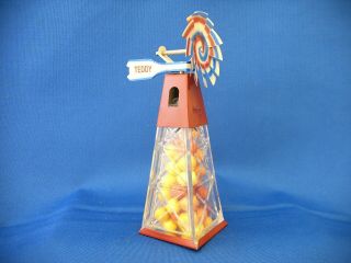 Vintage Glass And Tin Toy Windmill,  Teddy Candy Container Cira 1914