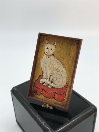 Dollhouse Miniature Artisan Signed George Schlosser Vintage Cat Painting