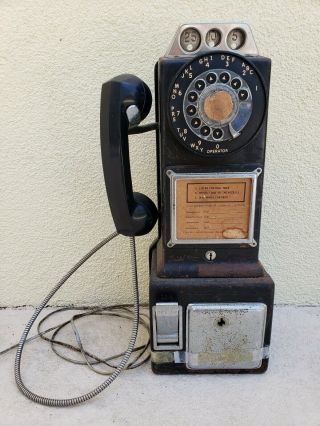 Vintage Automatic Electric Pay Phone 3 Coin Slot Rotary Dial Lpb 82 - 55 Restore