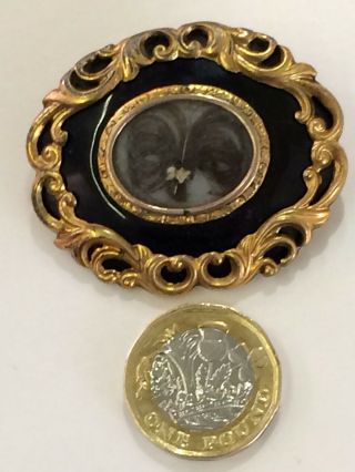 Fine Jewellery Locket Brooch,  Antique Victorian,  Platted Hair Mourning Brooch4.  8cm