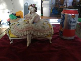Antique Vtg Germany Porcelain Sitting Woman Figure