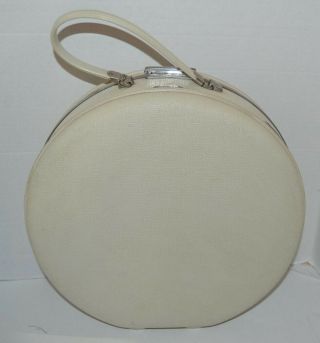 Vtg American Tourister Ivory Round Luggage Carry On Suitcase Train Case No Key 4