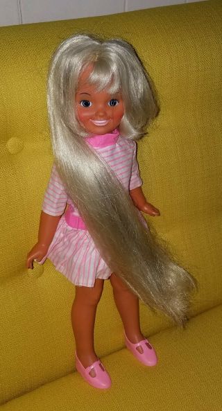 Vtg Ideal Suntan DINA Grow Hair Doll w Spiegel Dress Clothes Pink Shoes Crissy 2