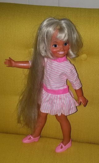 Vtg Ideal Suntan DINA Grow Hair Doll w Spiegel Dress Clothes Pink Shoes Crissy 3
