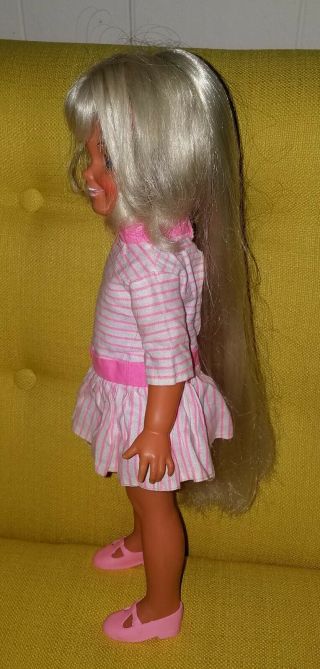Vtg Ideal Suntan DINA Grow Hair Doll w Spiegel Dress Clothes Pink Shoes Crissy 5