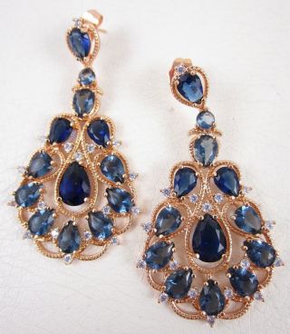 Stunning Sapphire Cz Cubic Zirconia Pendant Chandelier Earrings