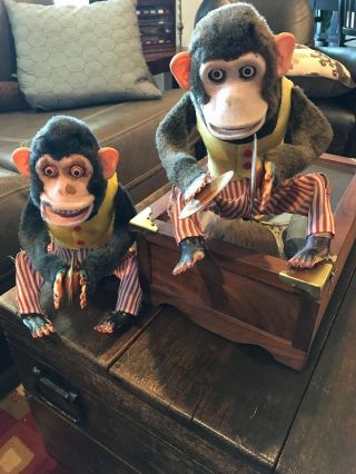 2 Vintage 60s Jolly Chimps Cymbal Playing Toy Clapping Monkey Mechanical