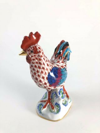 Herend Rooster Chicken BARNYARD Rust Fishnet Figurine VINTAGE 1930 ' s STAMP 3