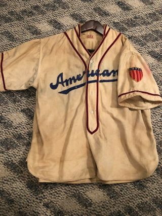Vintage Baseball Uniform 1940s " Americans " Sun Collar Cool Patch And Piping