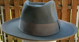 Vintage Royal Stetson Grey Wool Felt Fedora Hat 7 1/8
