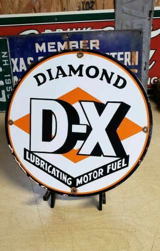D - X Gasoline Porcelain Sign Vintage Motor Fuel Petroleum Gas Pump Plate