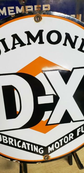 D - X GASOLINE porcelain sign vintage MOTOR FUEL petroleum gas pump plate 2