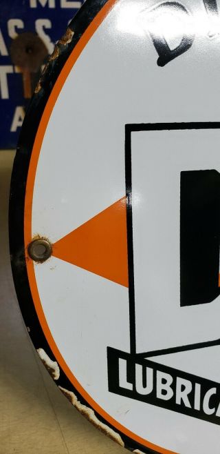 D - X GASOLINE porcelain sign vintage MOTOR FUEL petroleum gas pump plate 4