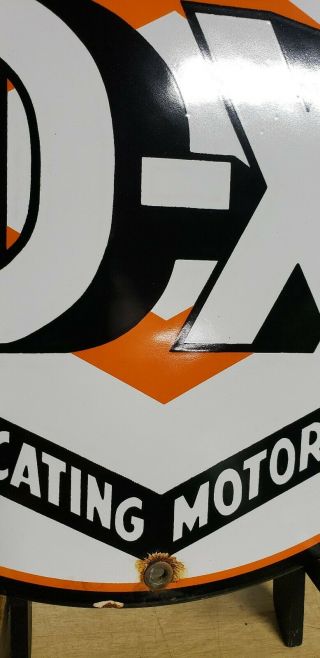 D - X GASOLINE porcelain sign vintage MOTOR FUEL petroleum gas pump plate 5