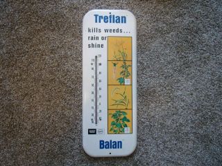 Vintage Metal Treflan Balan Thermometer Display Sign Looks Never Hung