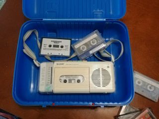 Vintage Cream Sharp Qt - 5 Radio Cassette Recorder Boom Box W/ Carry Case