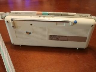 Vintage Cream Sharp QT - 5 Radio Cassette Recorder Boom Box w/ carry case 3