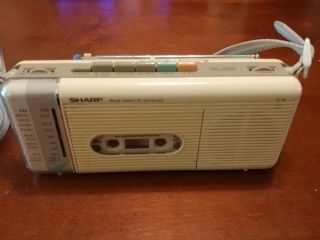 Vintage Cream Sharp QT - 5 Radio Cassette Recorder Boom Box w/ carry case 4