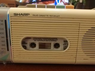 Vintage Cream Sharp QT - 5 Radio Cassette Recorder Boom Box w/ carry case 5