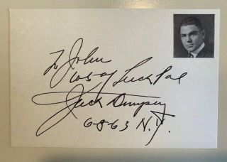 Jack Dempsey Vintage Fountain Pen Autograph - Heavyweight Boxing Champion