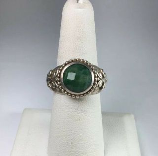 Vintage Samual Benham Sterling Silver & Rose Cut Jade Ring Size 7.  5 R160