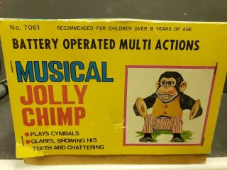 Vintage Daishin Musical Jolly Chimp Monkey With Box,  Made in Jap 8