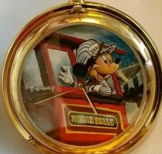 Disney Artist Drawn Rare Mickey Mouse Train Engineer Pocket Watch
