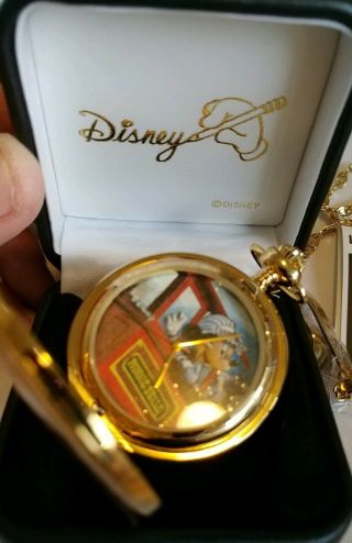Disney Artist Drawn Rare Mickey Mouse Train Engineer Pocket Watch 5