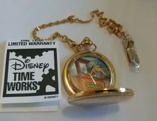 Disney Artist Drawn Rare Mickey Mouse Train Engineer Pocket Watch 6