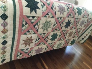 Vintage Spring Star Handmade Quilt Arch Quilts Elmsford Ny 90 X 96”