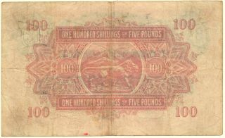 East Africa 100 Shillings (Five Pounds) - 1951 King George VI.  Rare banknote 2