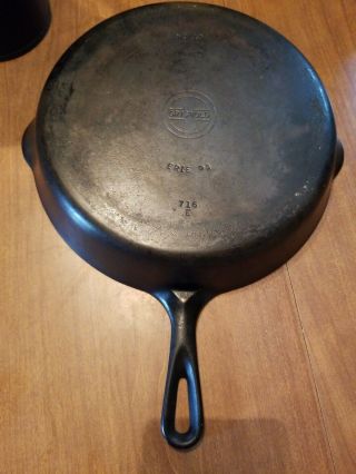 Vintage Griswold 10 Erie Small Logo 716 E Cast Iron Skillet - Fry Pan Flat Bottom