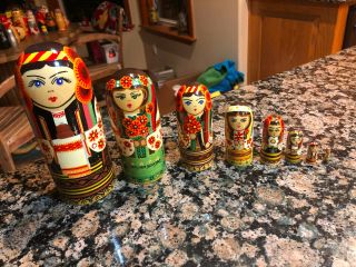Vintage Hospitality Bullet Maidens Russia/ussr Nesting Dolls Complete Set Of 8