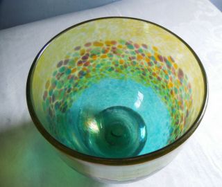 Robert Held Art Glass Large Iridescent Bowl Vintage Canadian Signed & Sticker 3
