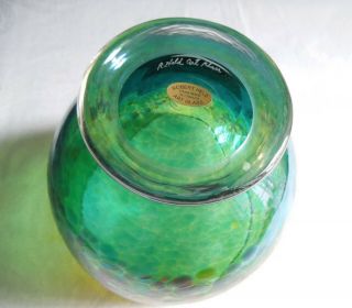 Robert Held Art Glass Large Iridescent Bowl Vintage Canadian Signed & Sticker 6