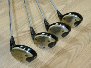 Vtg Karsten Ping Eye 2 Golf Club Woods Set 1,  3,  5,  7 Rh Black Zz Lite Steel