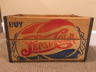 Vintage Pepsi Cola Soda Americana Wood Crate Double Dot Denver Colorado