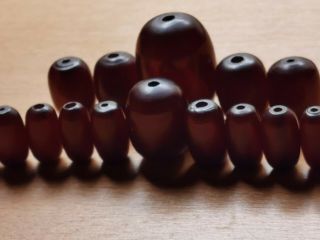 Antique Dark Cherry Amber Bakelite Graduated Beads 44g,  1.  7cm To 3.  2cm,  16 Beads