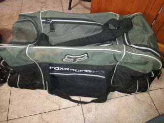 Vtg Fox Racing Huge Gear Bag Duffel Travel Bag - Green & Black 36 X 15 X 14