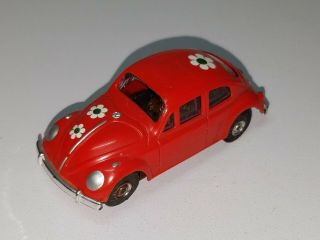 Vintage Ho Slot Car Volkswagen Vw Bug Red