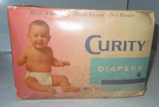 Vintage Of 12 Kendall Curity Cloth Diapers 21 " X 40 " Distressed Nos