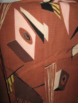 Vintage Mid Cenurty Modern Barkcloth Fabric 3 Curtain Panels 5