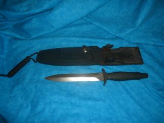 Vtg.  Gerber Usa Mark Ii Double Serrated Fixed Blade Knife & Sheath S/n D5477s